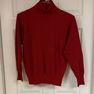 Red metallic Turtleneck Sweater